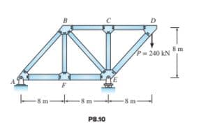 B
D
P=240 kN
F
-8m-
P8.10
