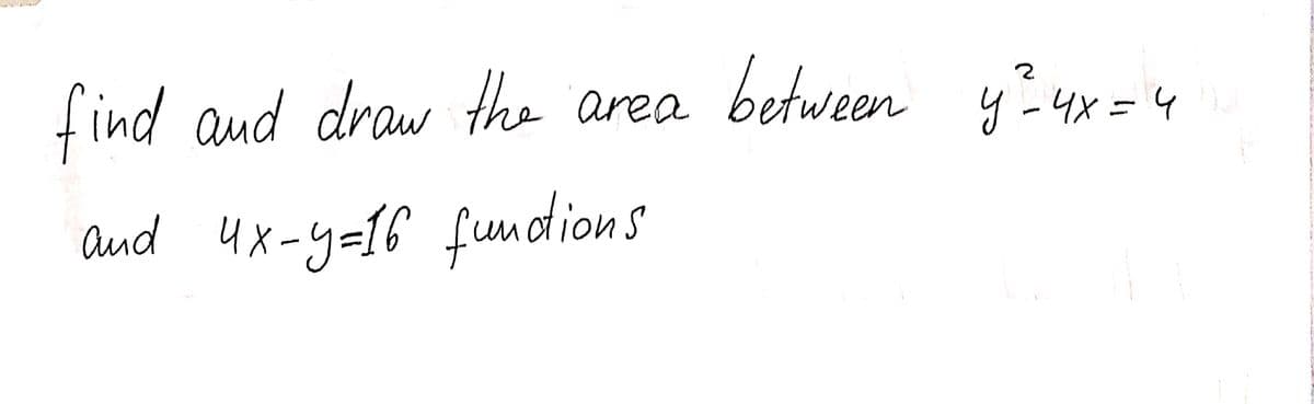 find and draw the
between y? ux=4
area
Aud 4x-yeff fumndion s
