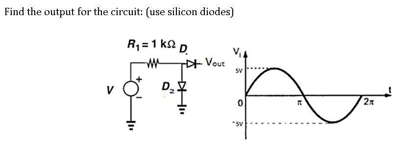 Find the output for the circuit: (use silicon diodes)
R =1 k2
H Vout
SV
V
D.
27
