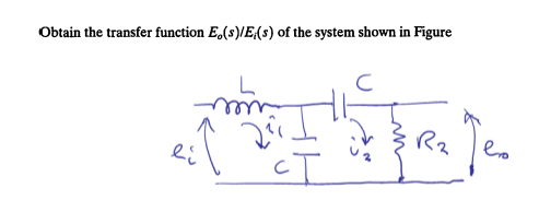 Obtain the transfer function E.(s)/E(s) of the system shown in Figure
Rz
