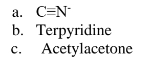 a. C=N¯
b. Terpyridine
Acetylacetone
с.
