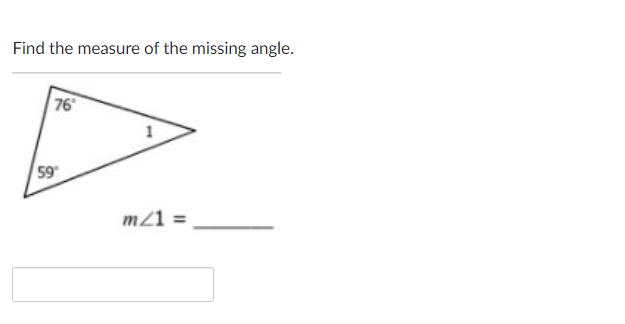 Find the measure of the missing angle.
76
59
m21 =
