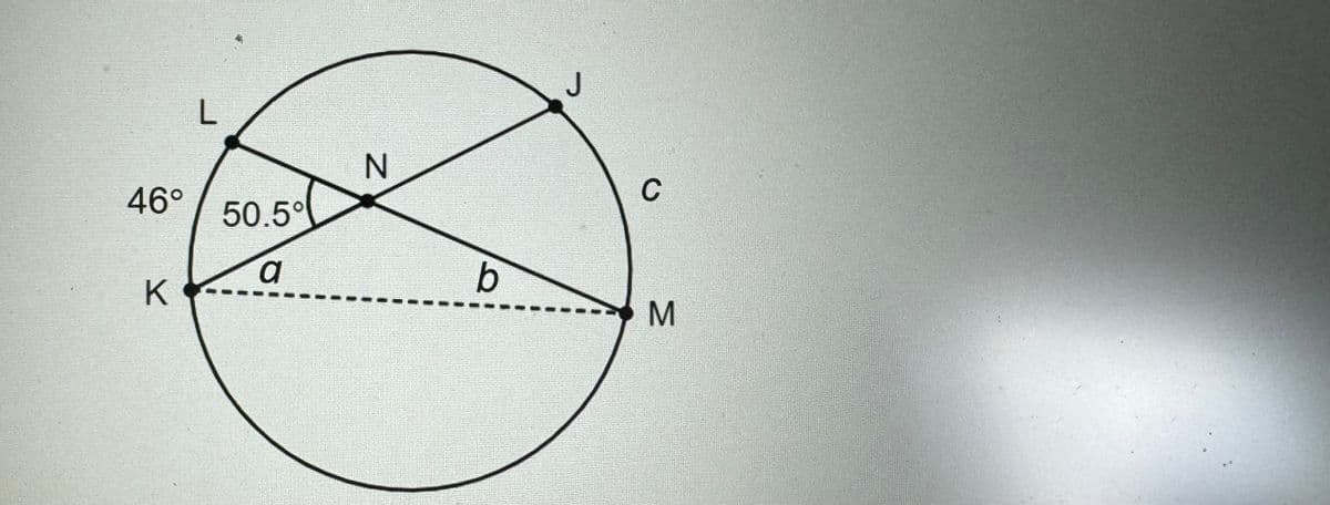 46°
K
L
50.5°
a
N
b
J
C
M