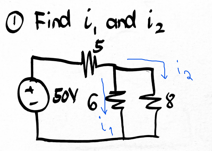 O Find i, and i₂
50V 6
8