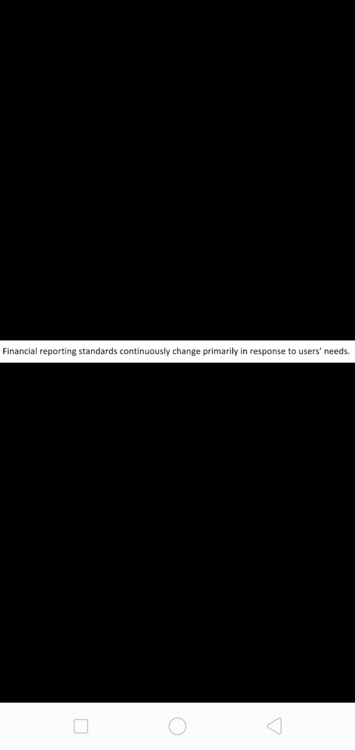 Financial reporting standards continuously change primarily in response to users' needs.
