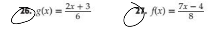 76.g(x) =
8(x) = 2r + 3
7x- 4
%3D
Ax) =
%3D
