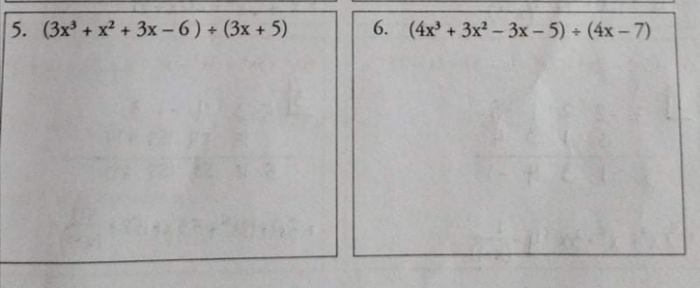 5. (3x + x + 3x - 6) + (3x + 5)
6. (4x' + 3x - 3x - 5) + (4x - 7)
