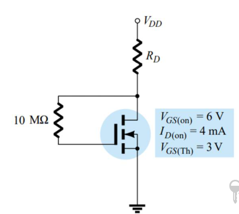 VDD
RD
VGS(on) = 6 V
D(on) = 4 mA
VGS(Th) = 3 V
10 ΜΩ
%3D
