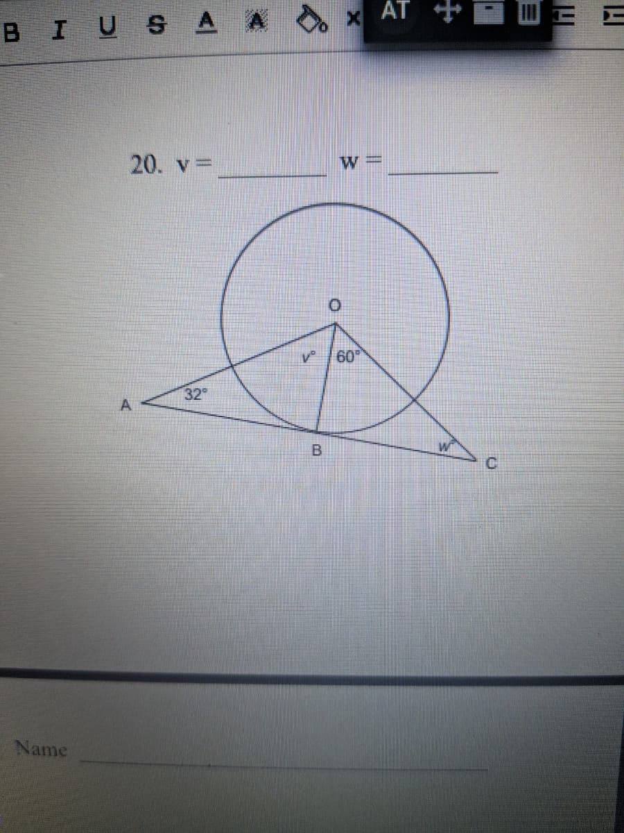 x AT +E EE E
BIUS AA
20. v=
60
32
A.
Name
B.
