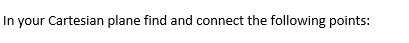 In your Cartesian plane find and connect the following points: