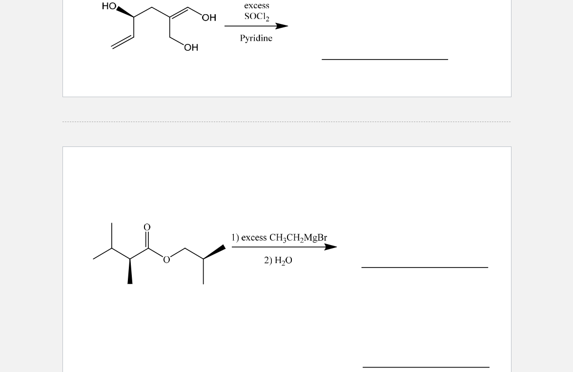 НО
excess
HO,
SOCI2
Pyridine
HO,
1) excess CH3CH,MgBr
2) H2O
