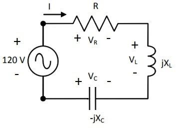 +
120 V
R
w
+ VR
+
Vc
-jxc
+ = 1
V₁
jXL