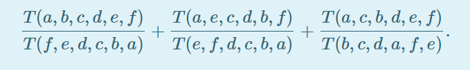 T(а, b, с, а, е, )
T(f, e, d, c, b, a) ' T(e,f,d,c, b, a)
Τ(α, e,c, d, b, ) Τα,, b, d, e, f)
Т(е, f, a, с, b, a)
6.
+
T(б, с, а, а, f, e)"*
