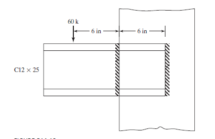 60 k
6 in
6 in
C12 x 25
