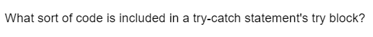 What sort of code is included in a try-catch statement's try block?