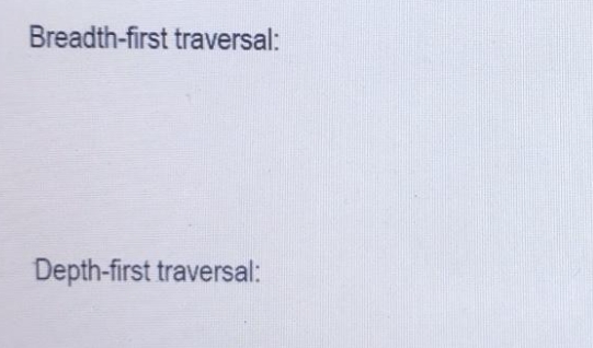 Breadth-first traversal:
Depth-first traversal: