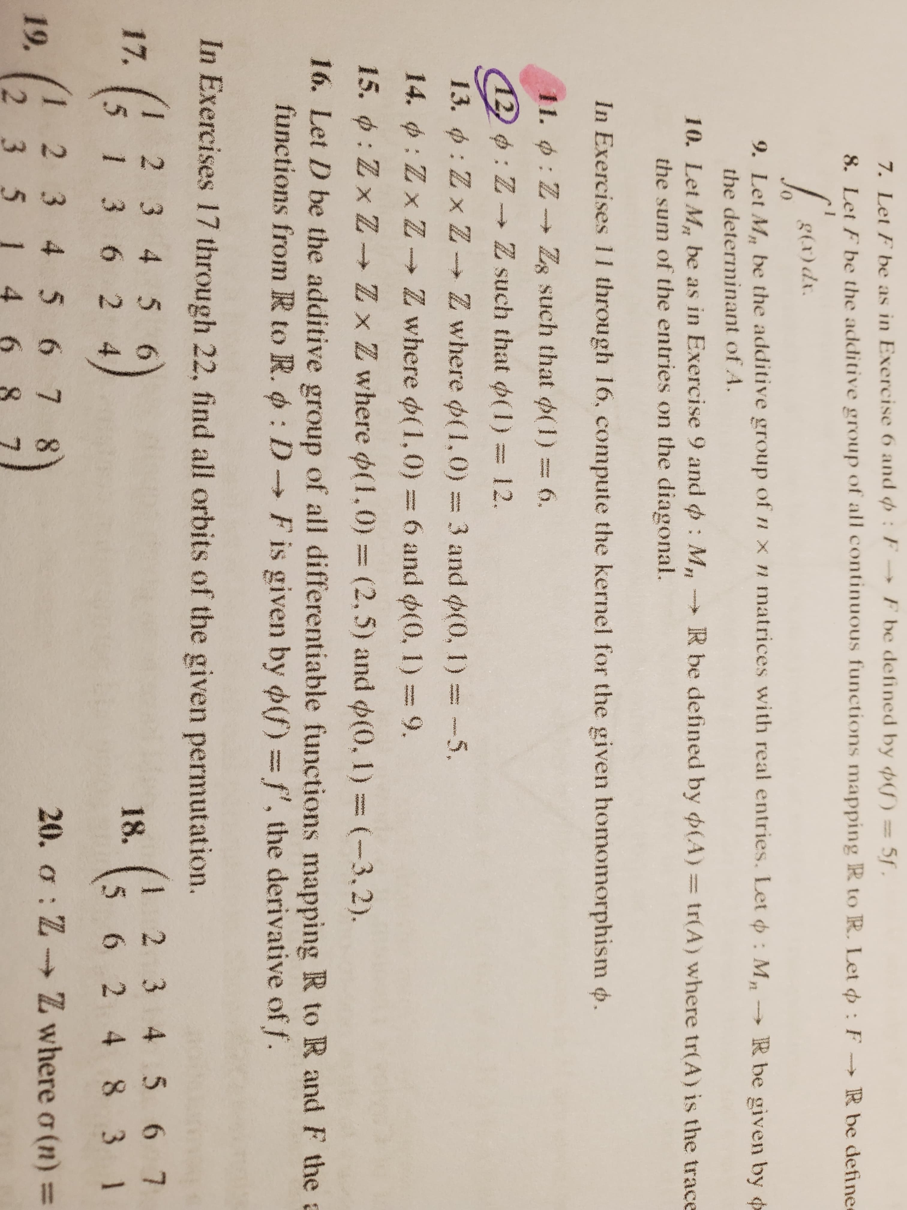 11. o: Z Zg such that (1)= 6.
