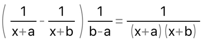 1
1
x+a x+b
1
b-a (x+a) (x+b)
1
|