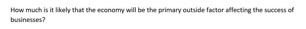 How much is it likely that the economy will be the primary outside factor affecting the success of
businesses?