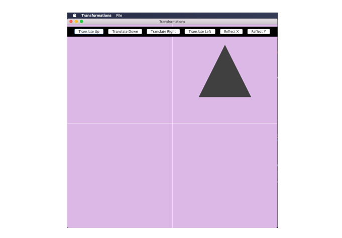 Transformations File
Transformations
Translate Up
Translate Down
Translate Right
Translate Left
Reflect Y
Reflect X
