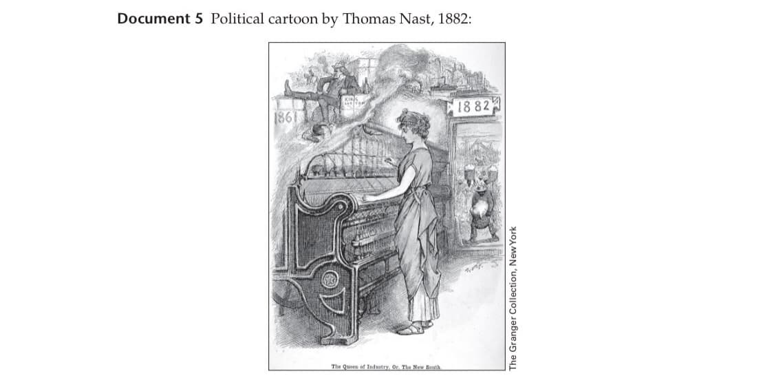 Document 5 Political cartoon by Thomas Nast, 1882:
1861
18 82
The Queen of Industry, Or. The New Banth
The Granger Collection, New York
