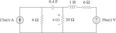 134(1) A
6Ω
0.4 F
1Η
m
v(t) ≥ 20 Ω
6Ω
www
+1
39u(t) V