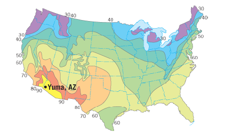 30
3040
40
40
30
40
50
30
50
60
160
70
8090
• Yuma, AZ
90
80
70 60
/60
