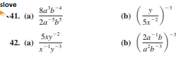 slove
8a'b
41. (а)
(b)
2a b
5xy
42. (а)
2a b)-3
(b)
a'b
