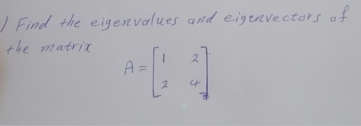 / Find the eigenvalues and eigenvectors of
the matrix
%D
2.
4
