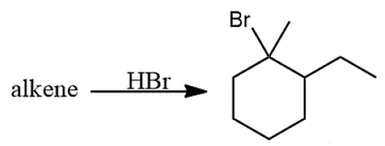 Br,
alkene
HBr
