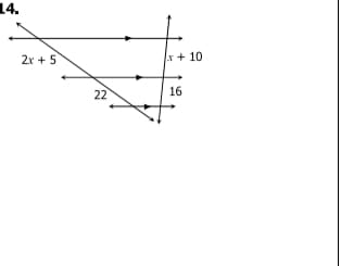 14.
2r + 5
x + 10
22
16
