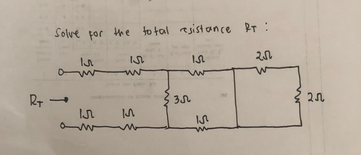 RT
Solve for the total resistance RT :
25
J
Is
15
IS
> 5
зл
IS
IS
≤ 25