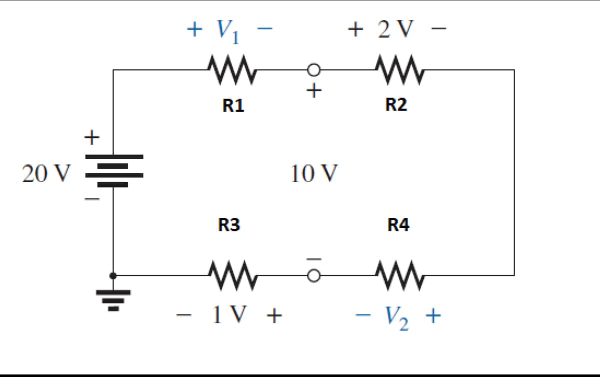 + Vị
+ 2 V -
+
R1
R2
20 V =
10 V
R3
R4
1V +
- V2 +
+
|
