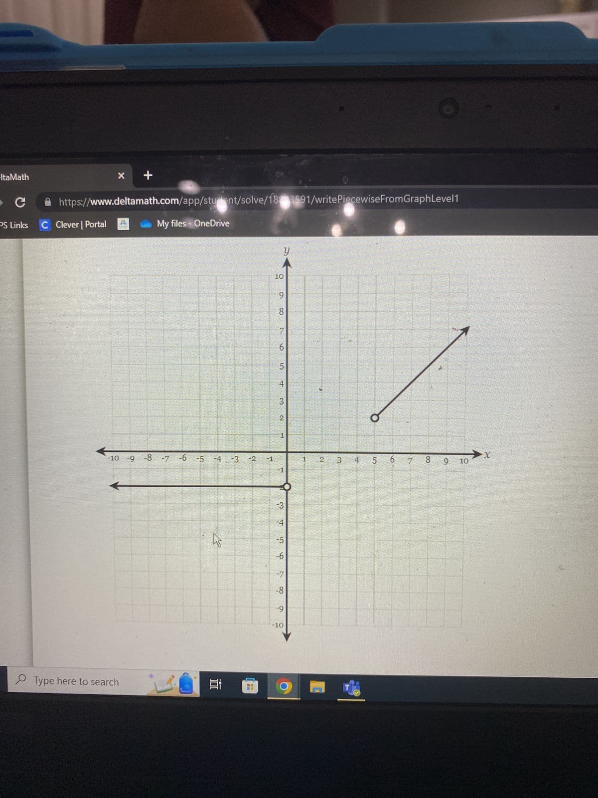 ItaMath
X
C
PS Links C Clever | Portal
https://www.deltamath.com/app/student/solve/18 3591/writePiecewise From GraphLevel1
My files - OneDrive
-10 -9
+
Type here to search
00
-7 -6 -5 -4 -3 -2 -1
40
تیار
@ 1.8
19
8
y
7
6
5
4
3
2
H
T
-5
-7
-8
-9
-10
1
D
3 4 5
6
7
8
9