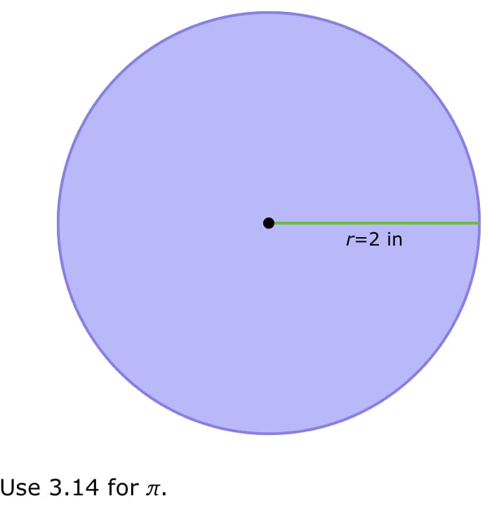 r=2 in
Use 3.14 for a.
