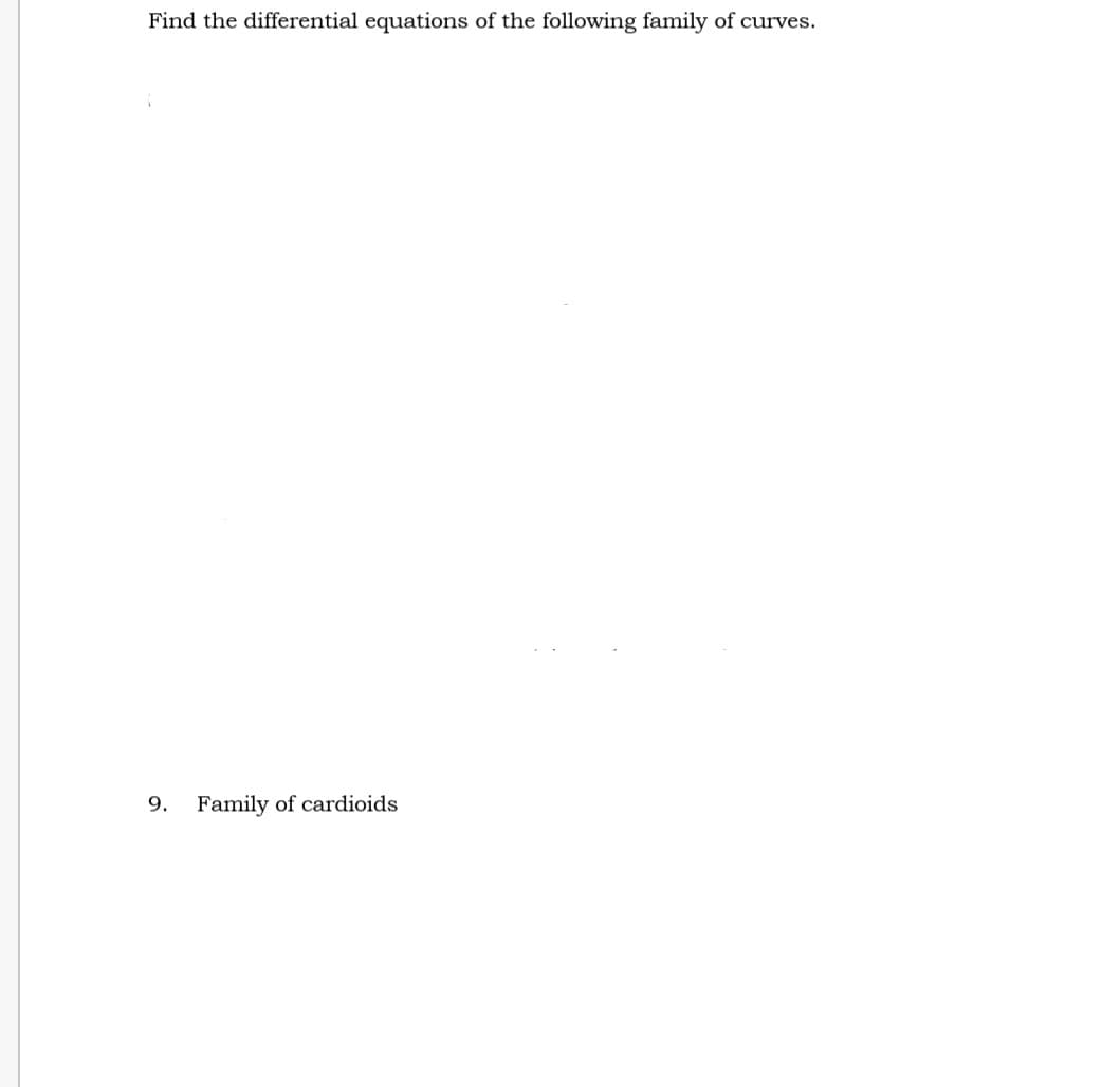 Find the differential equations of the following family of curves.
9. Family of cardioids