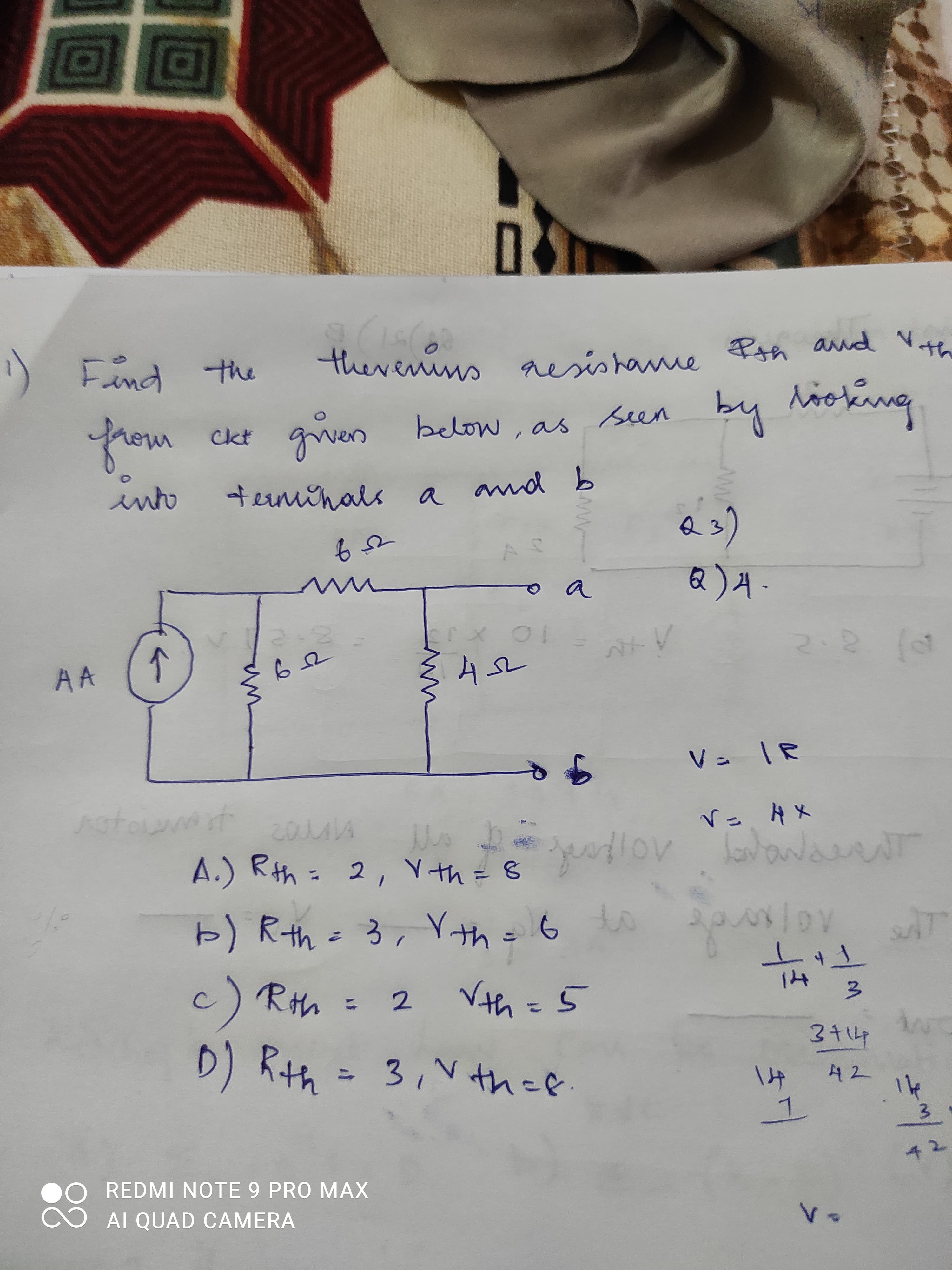 Find the
therenius Pah aud Vt
aesishame
from
griven below , as seen by lookng
ckt gwen
ento
teimohals a and b
Q)A
a
10
2.2 (d
AA
V= IR
