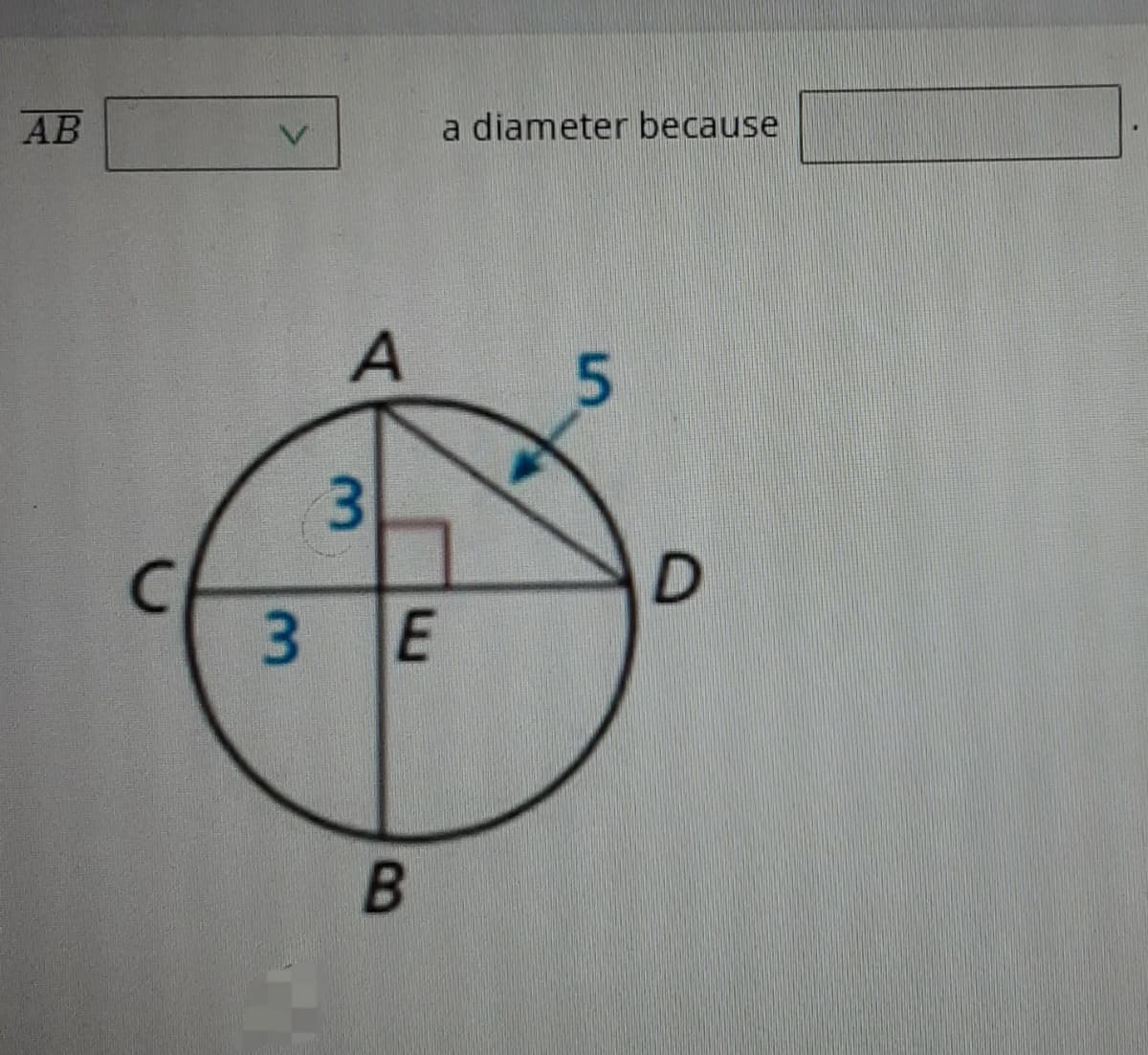 AB
a diameter because
A
3
3 E
