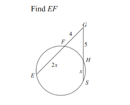 Find EF
F
5
H
2x
E
4.
