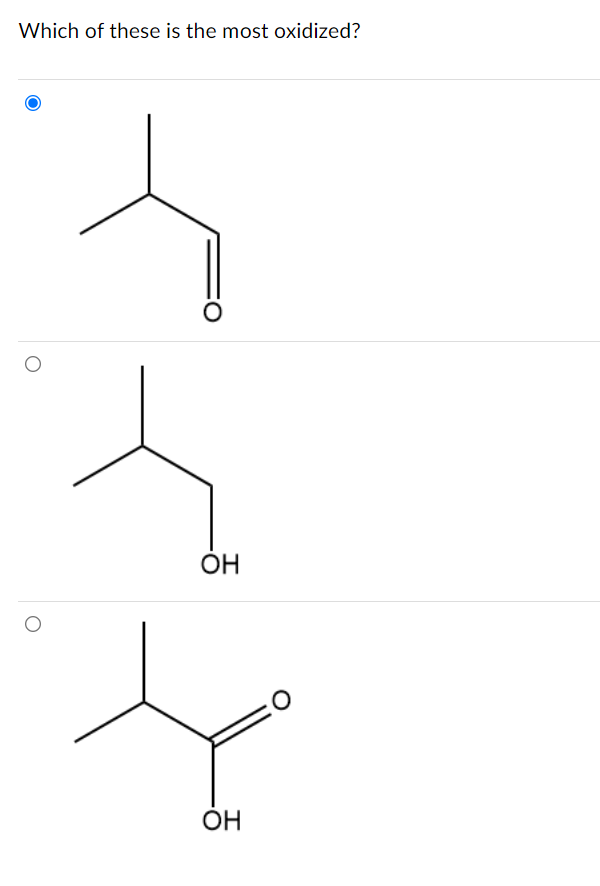 Which of these is the most oxidized?
ОН
OH
