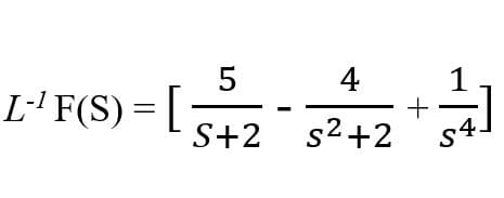 L-'F(S) = [
5
S+2
4
s2+2 s4-
+
ताक