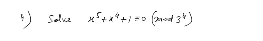 Solve
xS+xH+l =o (mod 34)
