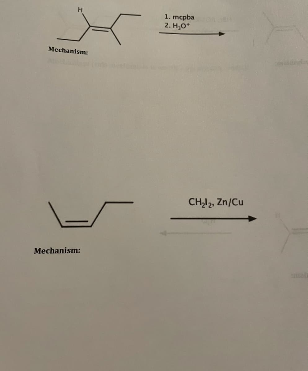 1. mcpba
2. H;0*
Mechanism:
CH,12, Zn/Cu
Mechanism:
