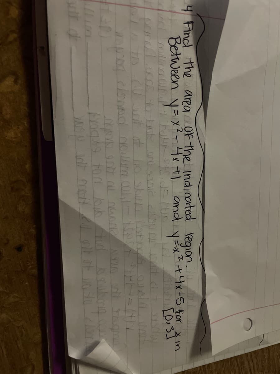 4 Find the area Of the indicated region.
Between
=x?-4x+1 and yex? +4x-5 for _x in
