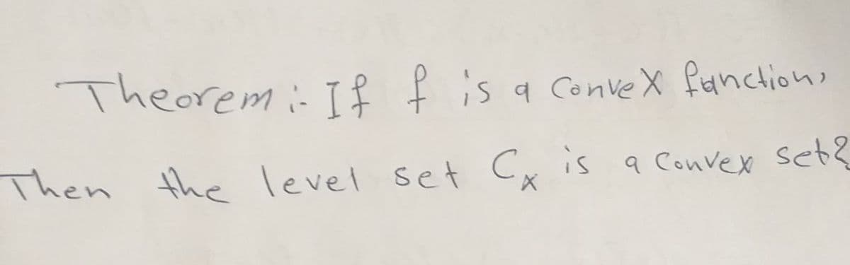 Theoremi If f is a Conve X fanctions
Then the level set Cx is
a Convex se
