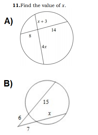 11.Find the value of x.
A)
r + 3
14
8
4.x
B)
15
7
