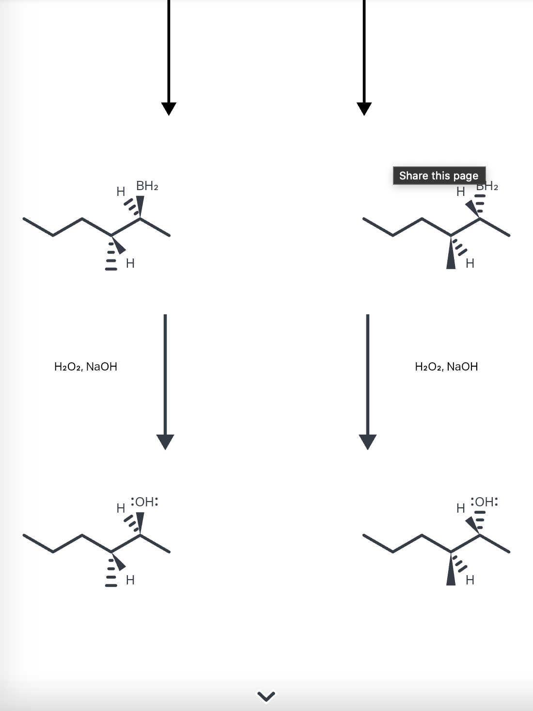 H
H2O2, NaOH
Н
Till
Н
BH₂
:OH:
Н
>
Share this page
HH2
Н
H2O2, NaOH
H
:OH:
Н