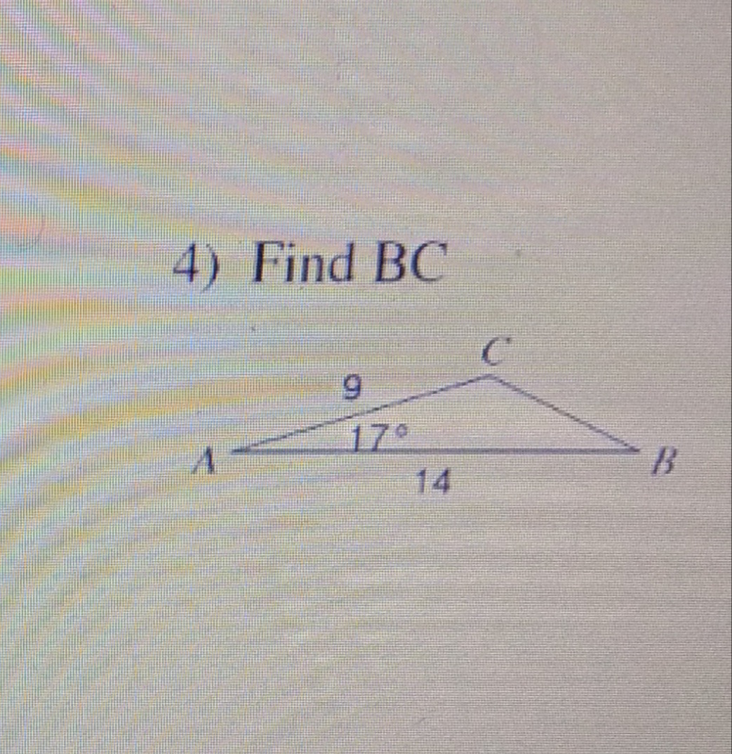 4) Find BC
6.
17°
14
