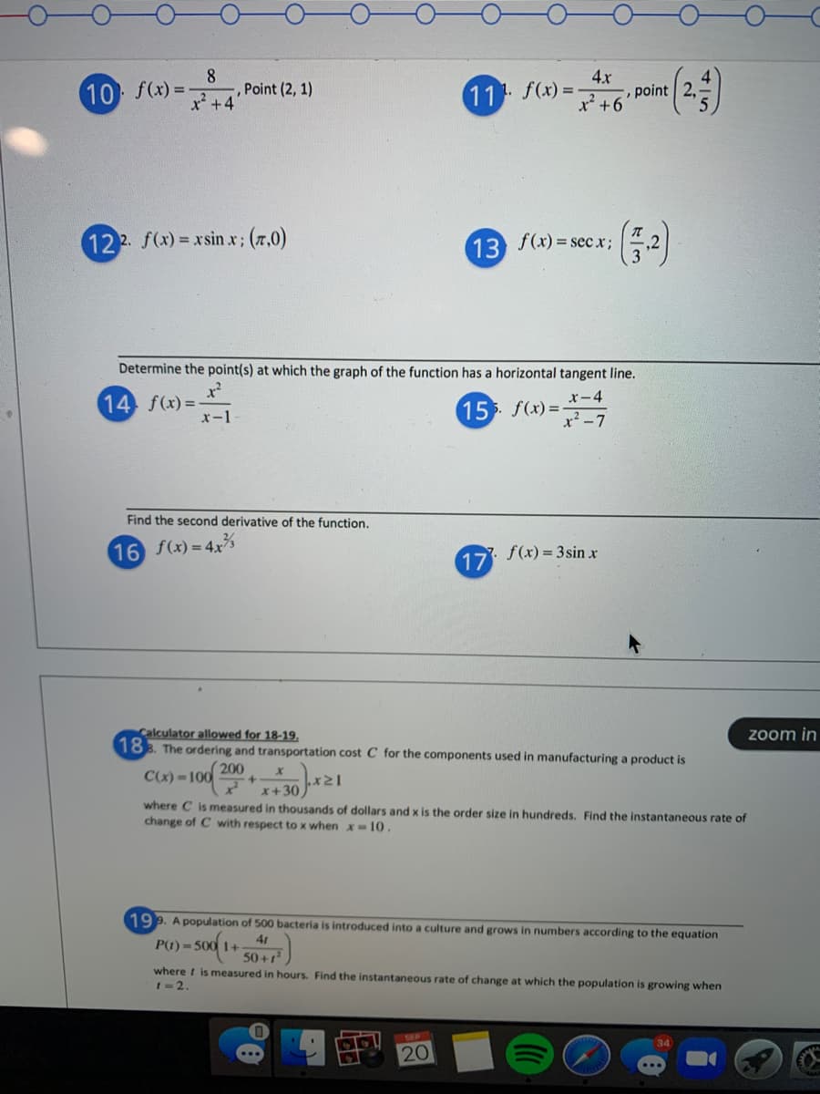 f(x) =
8
Point (2, 1)
x+4
