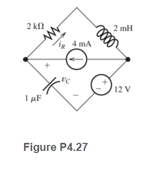 2 kN
2 mH
iR 4 mA
vc
12 V
1 µF
Figure P4.27
